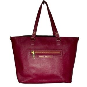 Y2K Juicy Couture Leather Shoulder Purse in Burgundy With Swarovski Crystals